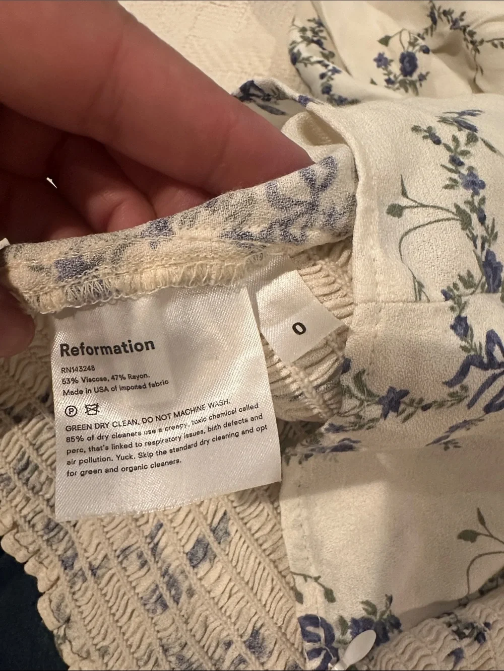 Reformation Lua Top (Emmaline) Floral Sz 0